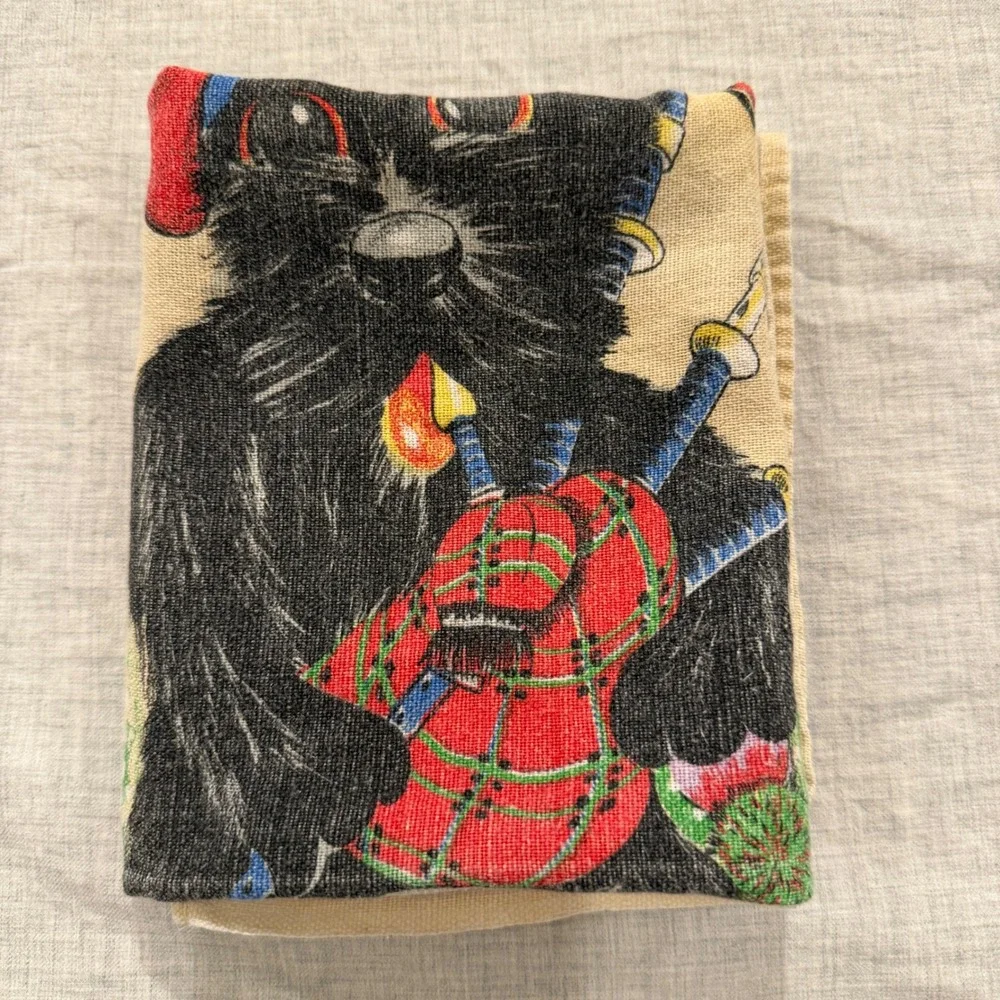 Vintage Lamont Scottie Dog Bagpipes Tea Towel Linen Cotton Made in UK Scottish